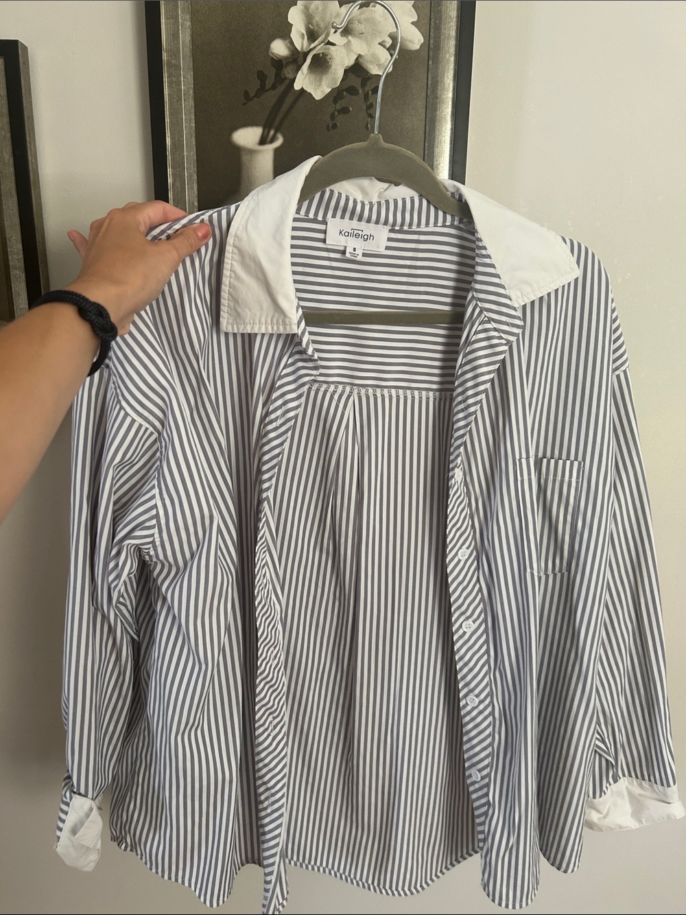 Kaileigh Navy and White Striped Blouse